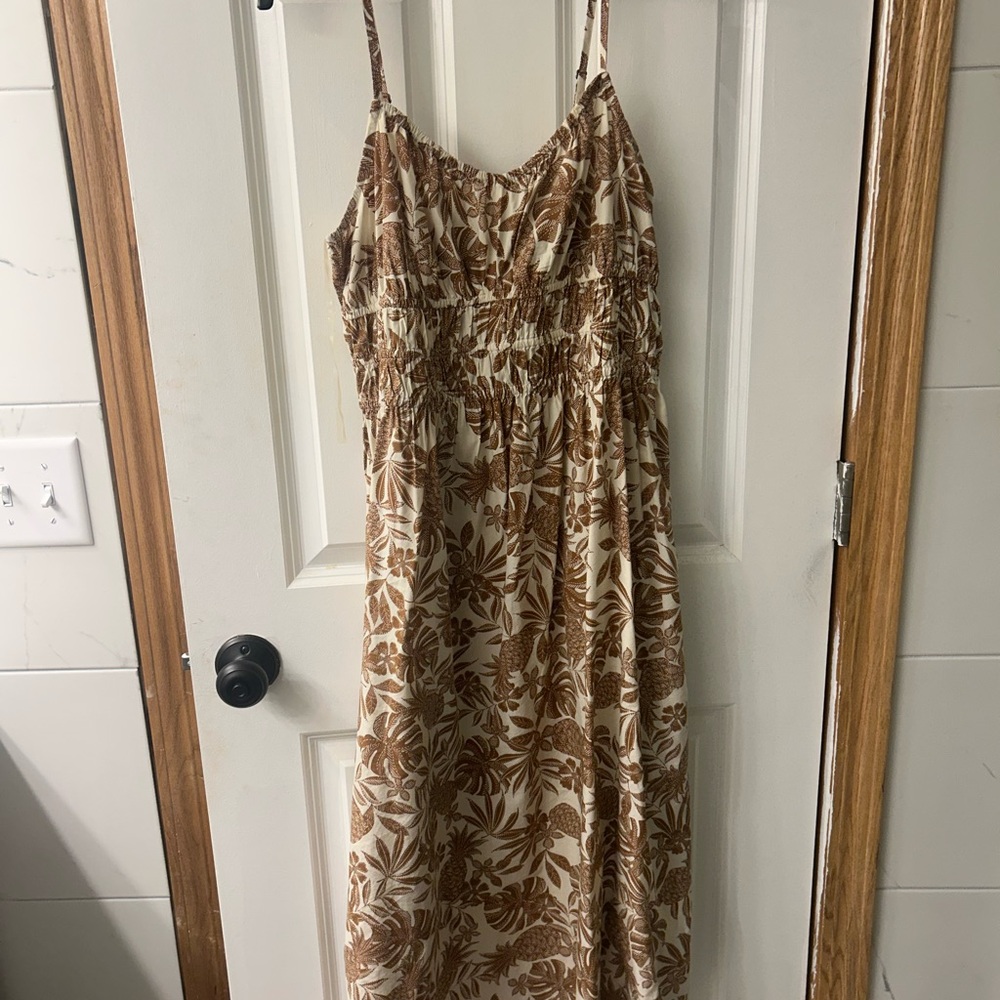 a.n.a Brown and Cream Spaghetti Strap Sundress